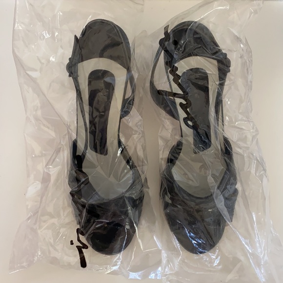 Impo Vintage Black Patent Leather Open Toe Heels Size 8M EXCELLENT CONDITION - Picture 12 of 12